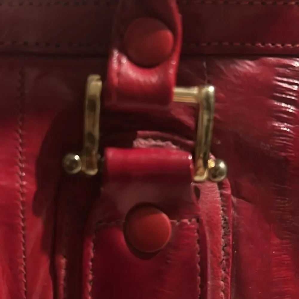 Vintage red eel skin barrel bag